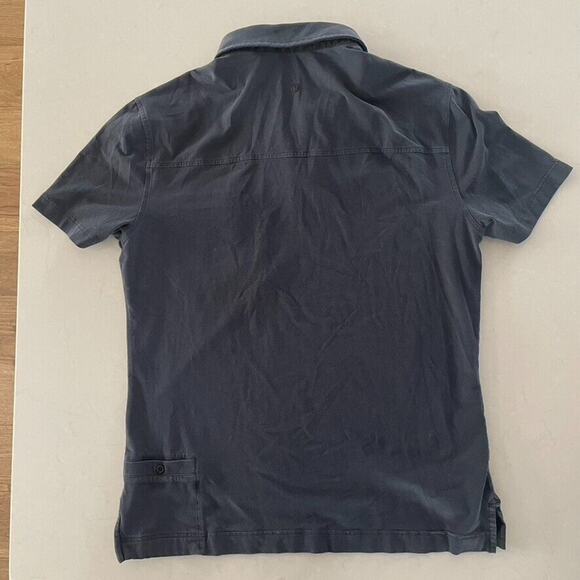 Lululemon Faded Blue Gray Performance Athletic Polo Shirt Tail Pocket - Picture 7 of 7